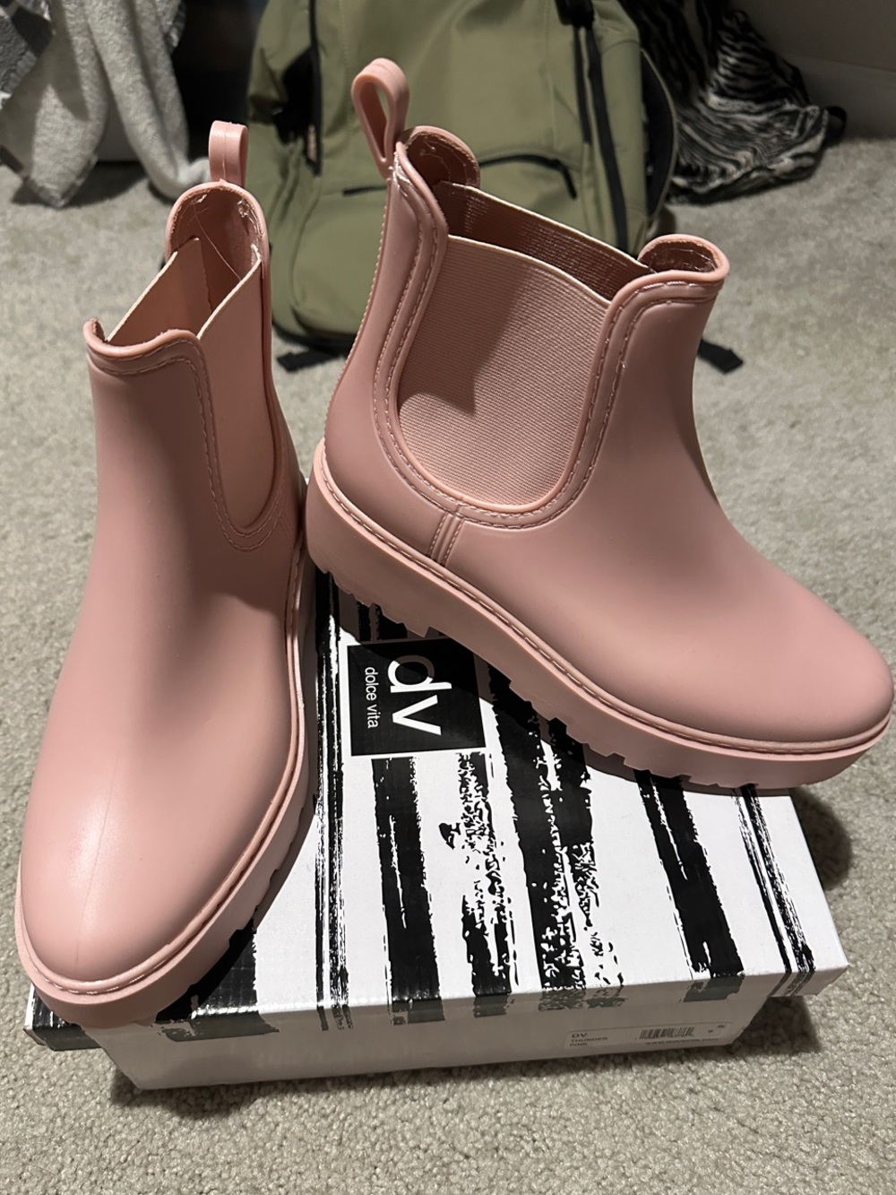 Dolce Vita Blush Pink Chelsea Rain Ankle Booties